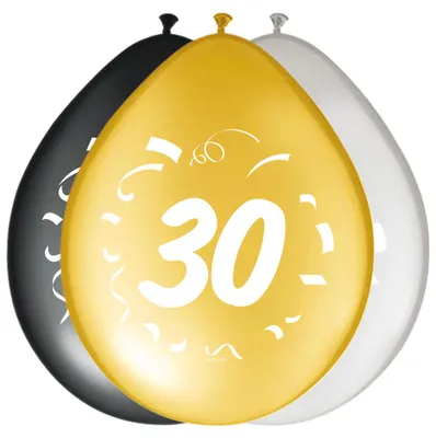 Produktbild von 8 St. Birthday Ballons mit Zahl 30