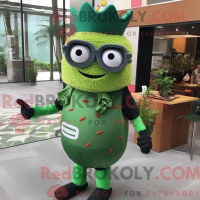 Obrázok produktu pre Postavička REDBROKOLY v kostýme maskota spoločnosti Forest Green Burgers, oblečená do prikrývky a s okuliarmi