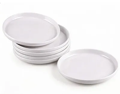 Produktbild von Set von 6 kleinen Desserttellern aus weißem Melamin, Durchmesser 18 cm