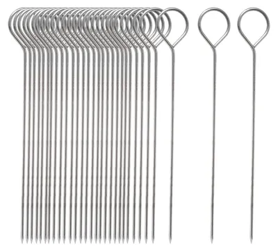 Grillspieße aus Edelstahl, 50 Stück, 15 cm, silber