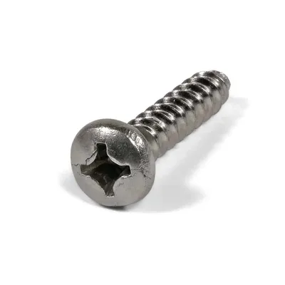 A single silver screw with a cross-shaped head is shown against a white background.