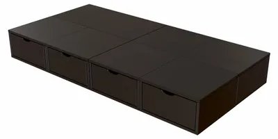 Productafbeelding van Bed met lades, 90x200 cm, kubusvormig - zwart
