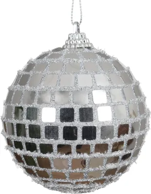 Produktbild von Weihnachtskugeln Kunststoff 8cm in Spiegelkugel Optik 12er Set Silber