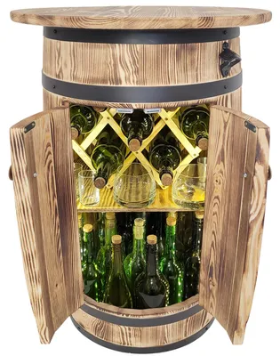 Immagine prodotto di Botte di legno con grande coperchio e luce LED Scaffale per vino