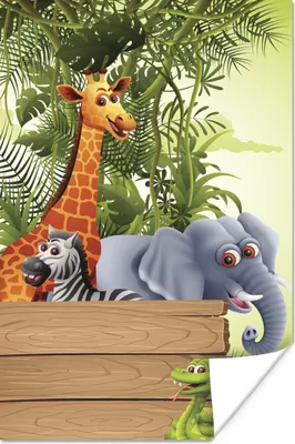 Produktbild von MuchoWow® Poster Dschungeltiere - Natur - Kinder - Giraffe 40x60 cm - Plakate für die Wand - Poster Babyzimmer