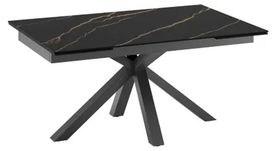Immagine prodotto di Tavolo allungabile Vetroceramica 1 160/240cm con top in Vetroceramica effetto portoro opaca su vetro temperato e base in metallo - Stones