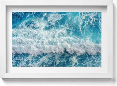 Produktbild von Vogelperspektive einer Meereswelle– Wandbild mit Rahmen – Gerahmtes Bild  – Wanddekoration – 30x20 cm –  Weiß Rahmen