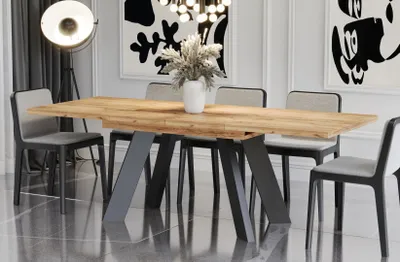 Image de Endo-Moebel Table de salle à manger Como 130cm - 210cm rallonge synchrone table de cuisine extensible (chêne craft)