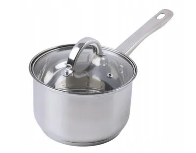 Produktbild von Edelstahl Stielkasserolle 2L mit Glasdeckel – Induktion, 16cm, Mehrschichtboden, Messskala, Spülmaschinengeeignet