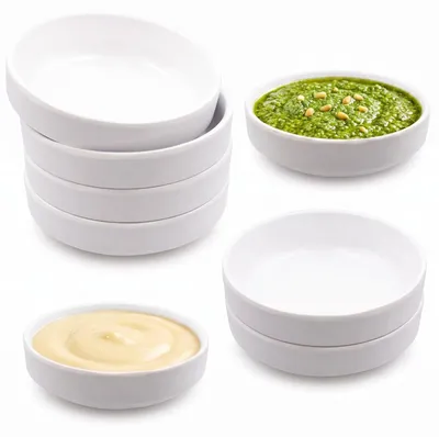 Dipschalen-Set, 8 Stück, 8,8 cm, weiß, Kunststoff