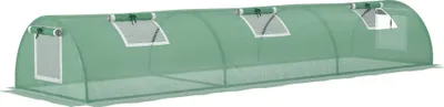 Image de Serre de jardin tunnel 5 fenšºtres enroulables bache PE 140 g/©O mšŠtal šŠpoxy 300 x 80 x 45 cm vert