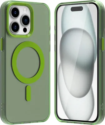 Obrázek produktu pro Pouzdro pro iPhone 15 Pro, kompatibilní s MagSafe, tenké poloprůhledné matné nárazuvzdorné pouzdro na telefon Zelený