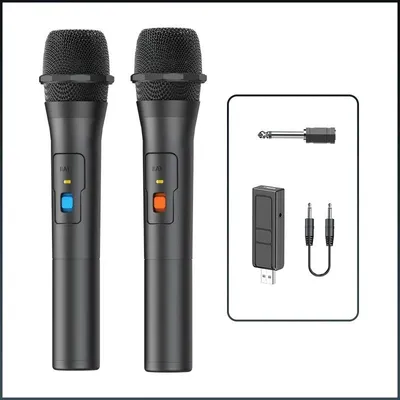 Produktbild von Kabelloses Karaoke-Mikrofon mit USB-Empfänger, 3,5-mm-Kabel und 6,35-mm-Adapter für Lautsprecher und Verstärker - 2
