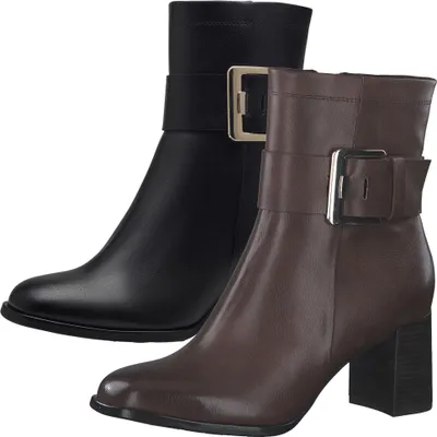 Produktbild von MARCO TOZZI Damen Stiefelette Zierschnalle Blockabsatz 2-25346-41, Größe:36 EU, Farbe:Braun