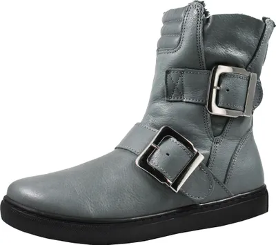Produktbild von Andrea Conti Damen Stiefelette flach Biker Boot aus Leder mit Schnallen 0344630, Größe:41 EU, Farbe:Grau