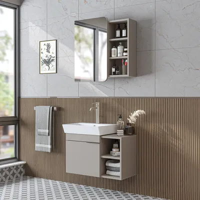 Produktbild von Roomart LYCIA-72 Badmöbel-Set 3-teilig 72 cm breit, Beige