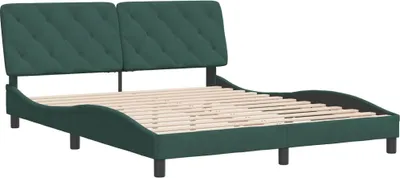 Produktbild von Bettgestell ohne Matratze Dunkelgrün 160x200 cm Samt