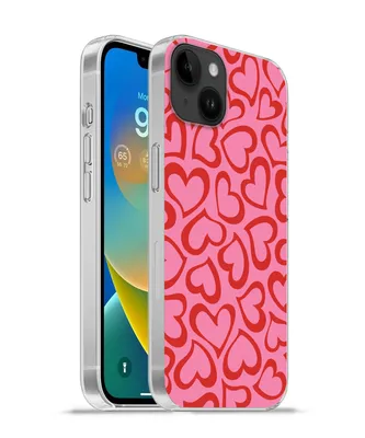 Produktbild von MuchoWow® Handyhülle Schutzhülle Hülle für Apple iPhone 14 Plus - Soft case Eine Illustration der Tapete mit roten Herzen Silikon Softcase Handy Hülle - Abbildung
