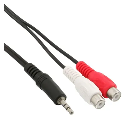 Produktbild von InLine Cinch/Klinke Kabel, 2x Cinch Buchse an 3,5mm Klinke Stecker, 0,2m, Stecker, 3.5mm, Buchse, 0,2 m, Schwarz