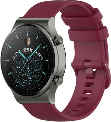 Produktbild von Strap-it Huawei Watch GT 2 Pro Luxus-Silikonarmband (Dunkelrot)