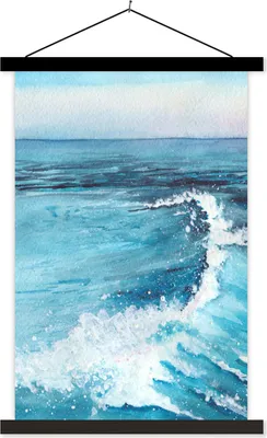 Produktbild von MuchoWow® Textilposter Meer - Golf - Aquarell 40x60 cm mit schwarzem Rahmen - Wanddekorationen