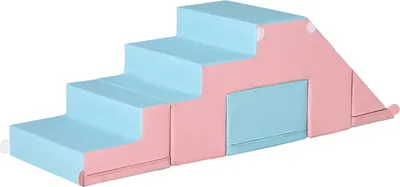 Obrázek produktu pro Stavebnice Sada 2 Stavebních Bloků Sada Stolu A Židlí Skluzavka Rekonfigurovatelné Designové Stavebnice Pěnové Bloky 12-36 Měsíců Epe Růžová + Modrá