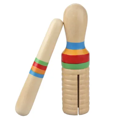 Image de Guiro en bois pour enfants – Instrument de percussion coloré, jouet d'apprentissage pour enfants
