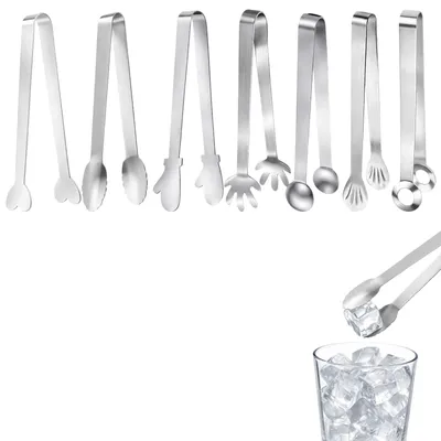 Zuckertang-Set, 7 Stück, Edelstahl, 12 cm, silber