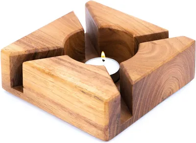 Produktbild von Natürliches Stövchen Holz - Eleganter Kaffee- & Teewärmer aus Akazienholz / 15x15 cm Handgemachtes Stövchen für Teekanne/Speisen- & Teekannenwärmer