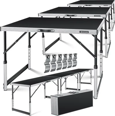 Produktbild von KESSER® Multifunktionstisch Profi 3- teilig, 100 x 60 cm, Tapeziertisch 30kg Tragkraft je Tisch Mit Ausziehfunktion Klapptisch Flohmarktisch Beistelltisch Mehrzwecktisch Campingtisch höhenverstellbar