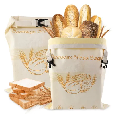 Imagen del producto de Juego de 2 grandes bolsas reutilizables de cera de abeja