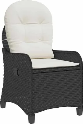 Produktbild von vidaXL Liegestuhl mit Kissen Schwarz 56 x 66 x 95 cm Poly-Rattan