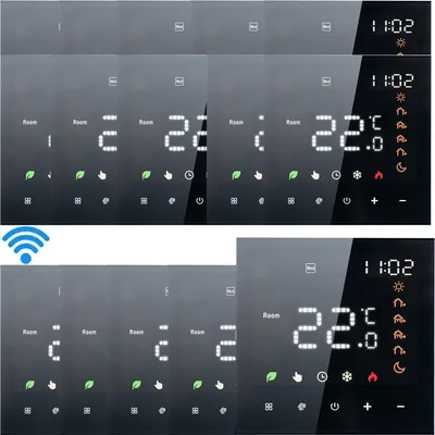 Obrázok produktu pre 15x inteligentný WiFi termostat Tuya, digitálny LCD termostat, nástenný termostat pre 16 A elektrické kúrenie, programovateľný termostat pre podlahové kúrenie, čierny