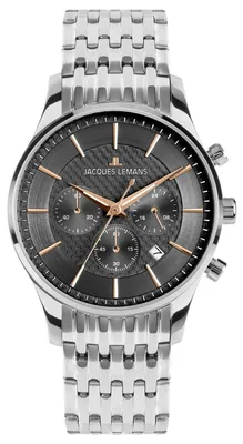 Jacques Lemans 1-2228I Herren-Armbanduhr Chronograph London Anthrazit 1