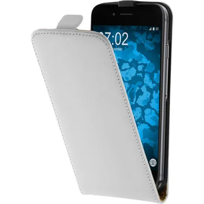 Produktbild von PhoneNatic Kunst-Lederhülle kompatibel mit Apple iPhone 6s / 6 - Flip-Case weiß + 2 Schutzfolien