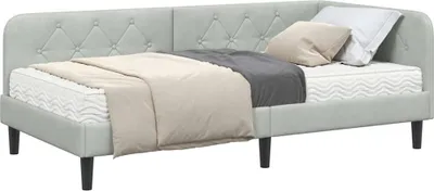 Obrázok produktu pre Rohový rám postele Svetlosivá 100 x 200 cm Zamat