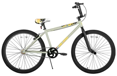 Zdjęcie produktu dla Rower BMX typu freestyle – 26 cali (66 cm) – metalowa rama – wolne koło – 2 stalowe podnóżki – dla młodzieży od 14 lat – kolor szary