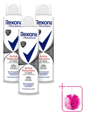 Obrázek produktu pro 3 kusy deodorantu Rexona Active Protection Invisible ve spreji - 150 ml - výhodná sada