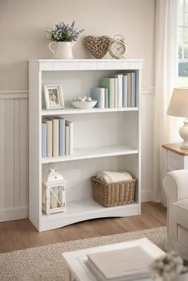 Produktbild von Aktenregal Landhausstil weiß Nachbildung Büroregal 78x36x124 Standregal #444