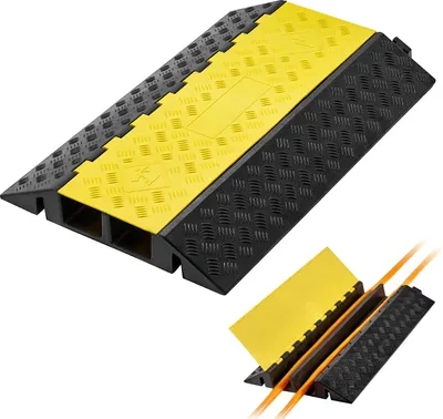 Obrázok produktu pre SucceBuy 950 mm káblový mostík, nosnosť 9979 kg, 2-kanálová (100x75 mm) gumová ochrana proti prevráteniu, ochrana proti zakopnutiu a podlahová krytina pre prahové plochy, domácnosti, kancelárie a sklady, 1 kus