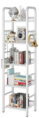 Productafbeelding van Stapelrek met 5 niveaus, metalen frame, minimalistisch design, wit, 146 cm