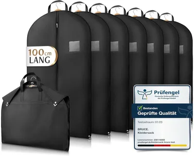 Produktbild von PromoHome® 7x Premium Kleidersack – 100x60 cm, 120 g/m², atmungsaktiv, wasserabweisend, Schwarz