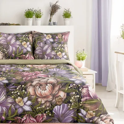 Zdjęcie produktu dla Elegancka pościel satynowa 220x200 cm oliwkowa Eurofirany