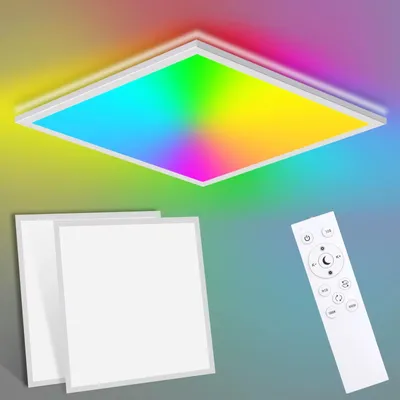Imagen del producto de Panel de techo LED - LPA1021 - Pack de 2 unidades - 28 W - 45 x 45 cm - Regulable - Con mando a distancia - Blanco