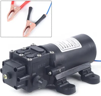 Obrázok produktu pre Vodné čerpadlo – samonasávacie membránové čerpadlo – napätie 12 V DC – výkon 60–65 W – prietok 4 l/min – zástrčka EU – výstup 11 mm, vstup 6/8 mm