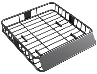 Productafbeelding van Dakdrager voor auto's, bagagemand voor op het dak, draagvermogen 90,7 kg, dakdrager met winddeflector, stalen buizen, zwart