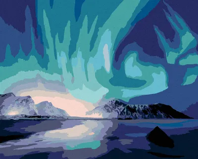 Produktbild von Zuty - Malen nach Zahlen - POLARLICHT ÜBER DEM MEER, 40x50 cm, mit Keilrahmen (bereits gespannt)