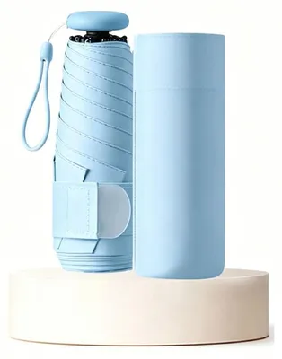 Produktbild von Taschenschirm - Kompakter Reiseschirm - Faltbarer Regenschirm - Wasserdicht und UV-beständig - Leicht und tragbar - Für Regen und Sonne - Blau