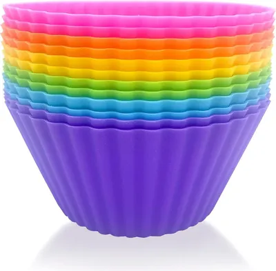 Produktbild von Wiederverwendbare Silikon-Muffinförmchen - 6 Farben, 12 Stück