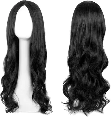 Obrázok produktu pre Dlhá vlnitá čierna paruka, 69 cm, odolná voči teplu, na cosplay